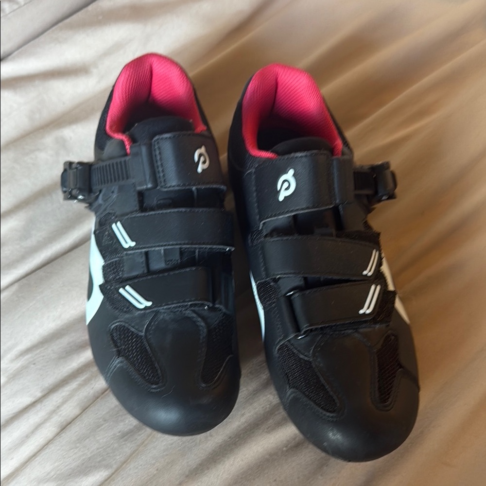 Peloton Black Cycling Shoes with Pink Interior